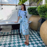 New Summer Two Piece Sets Swimwear Split Sports Skirt-Style Fashion Print Swimsuit Womens Swimming Thin Bathing Suit Bikini Set