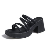 Fashionable High-Heeled Sandals Women's Summer Thin Strap Outer Wear Thick Bottom Drag Shoes Southeast Asia Beach Sandals