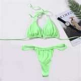 Sexy Bikini Set Two Piece Swimsuit Bikini Set Push Up Bra Solid Thong Women Swimwear Beachwear Bathing Suit Traje De BañO 2024
