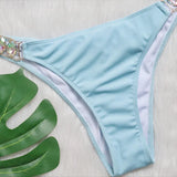 9 Colors Sexy Bikini Women Luxe Crystal Diamond Metal Chain Pit Striped Swimwear Swimsuit Bikinis Set Bathing Suit Beach Bikini
