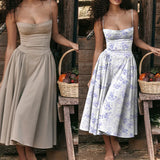 2024 Summer Sexy Spaghetti Strap Long Dresses Slim French Vintage Elegantes Style Suspender Party Dress Vestidos Robes Longues