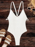 Wrinkled Criss Cross Backless Female Swimsuits One Piece Swimsuit Women Thong Swimwear High Cut Monokini Bathing Suit Swim Lady