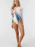 2024 New Print Long Sleeve One Piece Swimsuit Sexy Swimwear Women Backless Beachwear Surf Bathing Suit Push Up Monokini Female