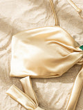 Splicing Metallic Stain One Shoulder Bikini Women Swimwear Female Swimsuit Two Pieces Bikini Set Bandeau Bathing Suit Swim Lady