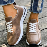 Casual Lace-Up Platform Sneakers for Women Autumn 2025 Solid Plus Size Shoes Woman Non-Slip Zip Female Sports Shoes