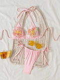 DEKAHalter Triangle Bikini Set New Summer Women Brazilian Thong Bikinis Strapless Biquini Pink Women Bathing Suit Swimsuit