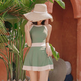 New Super Fairy Skirt-style One-piece Waist-covering Belly Slimming Conservative Steel Support Gathered Swimming Suit