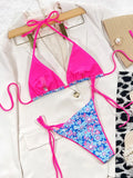 Zebra Print Halter micro Bikini 2025 women Bandeau String Swimsuit Female swimwear Neon Shiny bikini set Leopard Bathing Suit