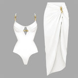 3Pc Push Up Bikini With Cover Up Women Sexy Swimsuit Female Swimwear Bandeau Biquini Shiny Button Bathingsuit Bodysuit Beachwear