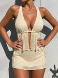 DEKA New 3PC Solid Deep V Tankini Three-pieces Bikini Set Adjustable Shoulder With Skirt Women Swimwear Female Swimsuit Bathing