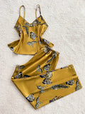 Elegant Women's Pajama Set Zebra Print V Neck Top Paired With Long Pants Comfortable 2 Piece of Casual Home Wear Pajamas