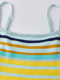 Women’s Bohemian Style Striped Two Piece Outfits Spaghetti Strap Tank Tops and Long Skirt Sets Summer Beach Street Wear