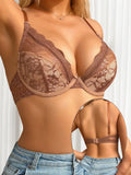 Beautiful fashionable colored strip steel support underwear thin lace semi transparent women's underwear sexy Lingerie HR2635