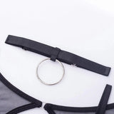 Toucheart 5-Pieces Erotic Lingerie Sexy Hip Skirt For Women Mesh Patchwork Hollow Out See-Through Lure Garters Underwear Suit