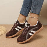 Plus Size 42 Flock Flat Sneakers for Women 2026 Fashion Anti Slip Lace Up Tennis Shoes Woman Platform German Training Shoes