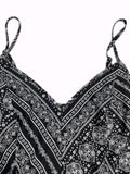 Deep V-Neck Backless Sling Dress with Thigh High Slit, Floral Print Beach Holiday Party Maxi Dress, Summer Women's Clothing