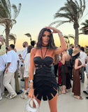 2026 New Arrival Chic Black Structured Swimsuit Deep V-Neck Cut-Out Design Perfect for Beach Wear Pool Parties Summer Beachwear