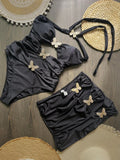 Hot Sale Butterfly Women One Piece Swimsuit Black Skirt Sexy Cut Out Swimwear Mujer Monikini Bathing Suit Lady Beach Suit