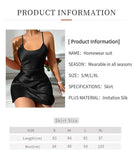 Summer Silk Satin Slip Mini Dress Women's Sexy Nightgown Nightdress Cross-Back Sleeveless Round Neck Nighties Sleepwear