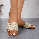 Summer Lace Women Slippers Elegant Hollow-out Ladies Fashion Causal Slip-on Shoes Outdoor Versatile Women Open-toe Flat Slippers