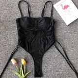 Neon Green Tummy Cut Out Female Swimwear One Piece Swimsuit Women Thong String Monokini High Leg Cut Bathing Suit Swim Bodysuit