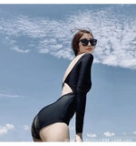 Swimsuit one-piece conservative high-waist belly-covering long-sleeved sun protection hot spring resort swimsuit