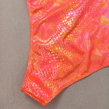 sexy glitter snake scales metallic swimsuit one piece backless bikini thong swimwear bodysuits women biquini bathing suits