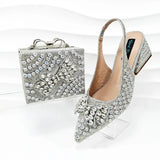 Doershow nice African Shoes And Bag Matching Set With GOLD Hot Selling Women Italian Shoes And Bag Set For Wedding  HKK1-17