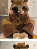 Adult Capybara Robes Onesies Pajamas Cartoon Pyjama Animal Kigurumi Slipper Halloween Cosplay Costumes Warm Sleepwear Jumpsuit