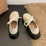 Elegant Lace-Up Platform Loafers for Women 2026 British Style High Heels Oxford Shoes Woman Preppy Style Pu Leather Shoes Female
