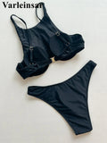 High Neck Underwired Bikini Female Swimsuit Women Swimwear Two-pieces Bikini set Brazilian Padded Bather Bathing Suit Swim V7514