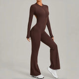 Women's Seamless Yoga Jumpsuits Sports Fitness Gym One-piece Long-sleeves Hip-Lifting Beauty Back Workout Training Bodysuits