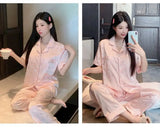 Women's padded pajamas spring and summer three-piece silk home clothes can be worn outside