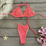 New Bandage Stripes Brazilian Bikini Swimwear Women's Swimsuit Two Piece Set Female Sexy Lace up Mujer Beachwear Summer