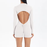 Women's Yoga Jumpsuits Sports Fitness Backless Half Zipper Peach Hip-Lifting Naked Feel Gym Running Workout One-Piece Bodysuits