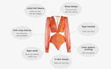TW Sexy High Waist One Piece Swimsuit Women V Neck 2024 Long Sleeve Bathing Suit Brazilian Swimwear Monokini Summer Beachwear