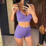 Ribbed Shorts Female Swimsuit High Waist Bikini Women Swimwear Two-Pieces Bikini Set Padded Bather Bathing Suit Swim Lady V3281