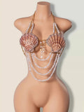 Shell Handmade Beaded Chain Body Chain Beach Strap Sexy Halter Top Beach Vaction Pool Party Style Casaul Bikini Charming 1RFB