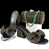 doershow High Quality African fashion Style Ladies Shoes And Bags Set Latest SILVER Italian Shoes And Bag Set For Party HJJ1-10