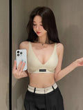 MOYISU Lingerie Women's Summer Traceless Small Bra Pull Together No Underwire Jelly Bar Soft Support Tuck Back Bra Cover ABC Cup