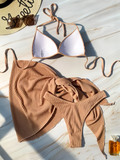 3 Pieces Triangle Bikinis 2026 Solid Swimwear Female Sexy Swimsuit Women & Beach Skirt Bathers Bathing Swimming Swim Suit