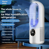 2025 Air Cooler Humidification Cooling USB Silent Timed Air Conditioning Fan Colorful Lights Night Light Led Screen 6 Wind Speed