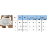 Women's Summer Solid Color Lace Floral Skirt High Rise Tiered Ruffled Flowy Short Mini A Line Skirts Streetwear