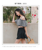 Swimsuit women's new Xia one shoulder camisole swimsuit ins conservative cover belly slimming split skirt swimsuit