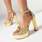 NASBAVI Womens Narrow Band Sandals Gold Platform Sandal 12cm Thick Sole High Heels Ladies Sandal Summer Gladiator Women Shoes 42