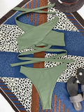 Halter Cross Bandage High Cut Bikini Female Swimsuit Women Swimwear Two-pieces Bikini Set Hollow Out Bather Bathing Suit Swim