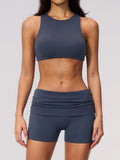 Tight Yoga Clothes Women Speed Drying Shock-absorbing Sports Vest Fitness Suits Outwear Gym Flip Waist Shorts Workout Clothes