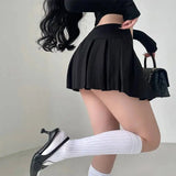 WOMENGAGA Fahsion Women Skorts Spicy Girl Sexy High Waist SlimA-LINE Pleated Skirt Half Body Short Skirt Sweet Korean Style 8NDZ