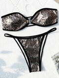 Snake Skin Bandeau Bikinis High Cut Bikini Female Swimsuit Women Swimwear Two-pieces Bikini Set Bathing Suit Swim Beach Wear