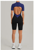 Women's Seamless Yoga Jumpsuit Sports Workout Running Hip-lifting Slim Fit Shorts One-Piece Training Fitness Gym Bodysuit